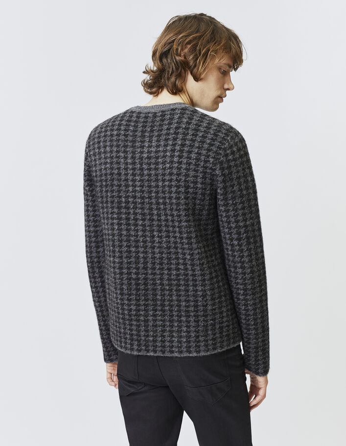 Men’s charcoal grey and black houndstooth jacquard sweater - IKKS