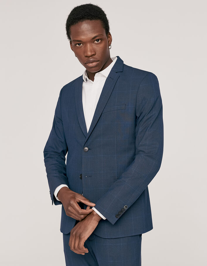 Chaqueta de traje azul príncipe gales TRAVEL SUIT Hombre-1