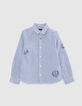 Camisa azul rayas blancas y bordados niño-1