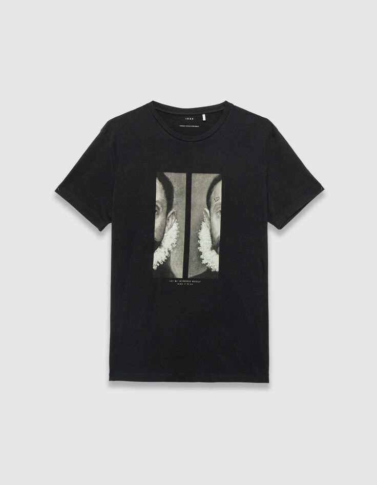 Schwarzes visuelles Porträt T-shirt Herren-4