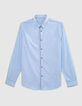 Blaues SLIM-Herrenhemd mit marineblauer Paspel-1