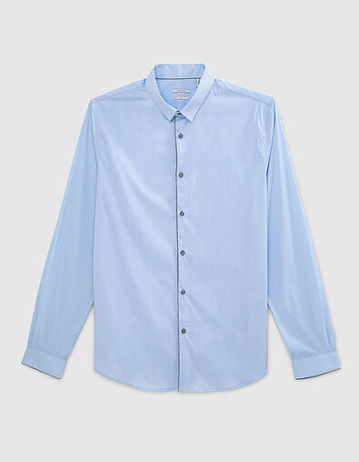 Blaues SLIM-Herrenhemd mit marineblauer Paspel - IKKS