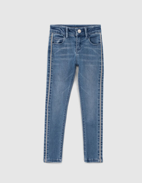 Vaqueros skinny azul bolitas laterales niña