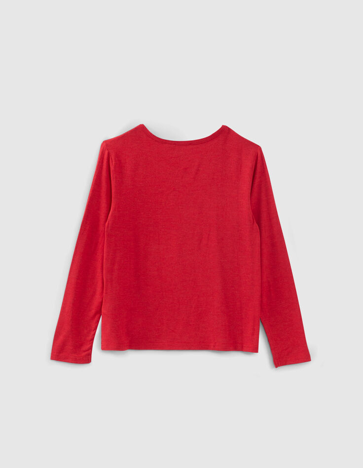 Hellrotes Mädchenshirt mit Maxi-Herzmotiv-3