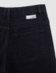 Short en jean noir Waterless bords frangés fille-6
