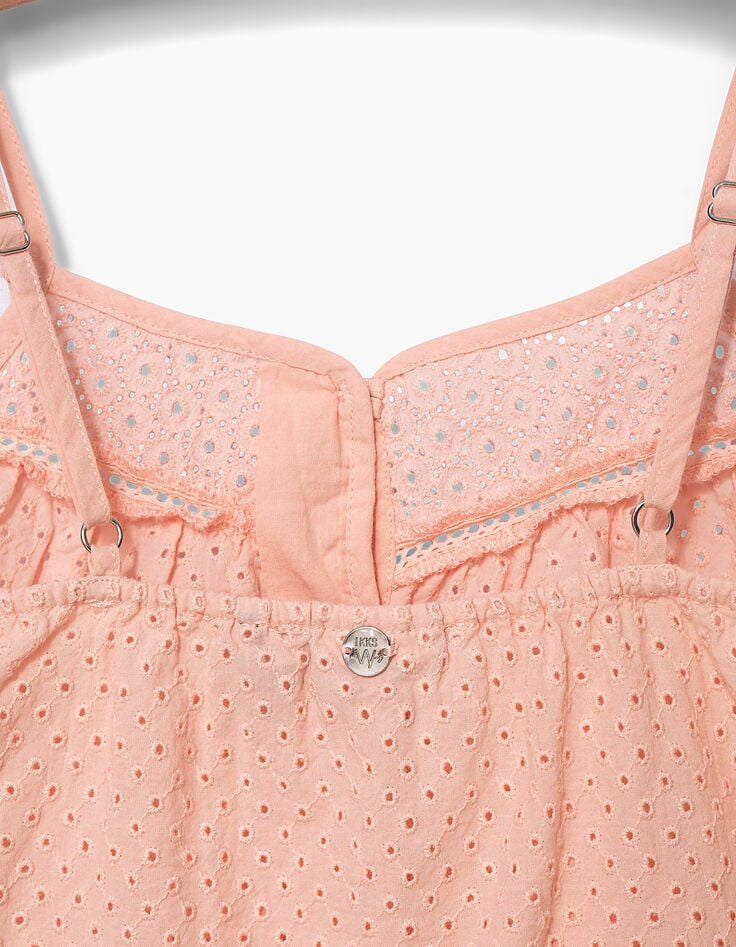 Girls’ pastel pink eyelet embroidery camisole-4
