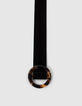 Women’s black suede belt with tortoiseshell-style buckle-4