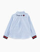 Chemise blanc cassé à rayures ciel avec bandes fille-3