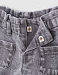 Shorts jean orgánicos gris claro tiras étnicas bebé niña -5
