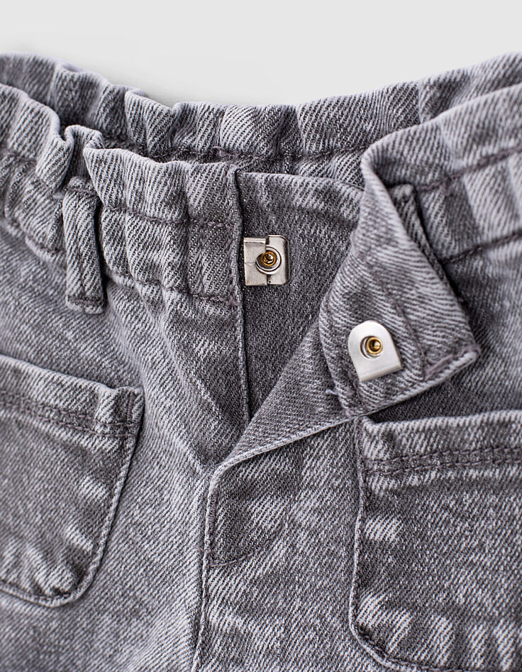 Shorts jean orgánicos gris claro tiras étnicas bebé niña -5 Shorts jean orgánicos gris claro tiras étnicas bebé niña -5
