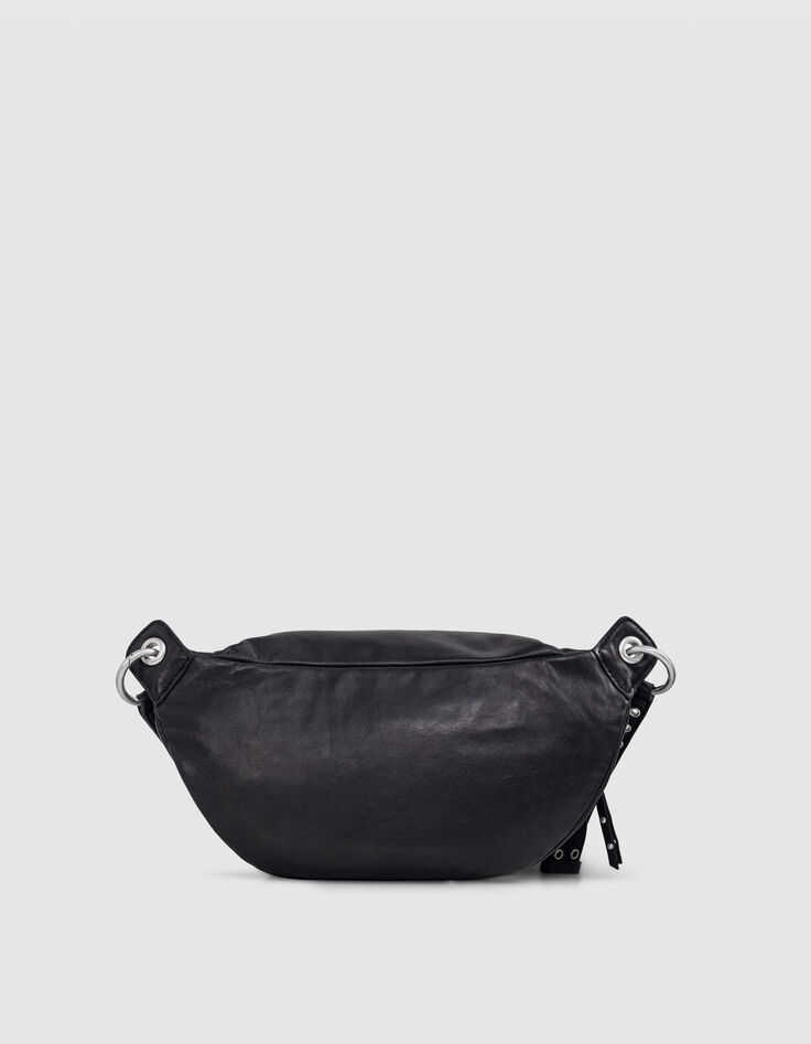 Sac banane 1440 noir cuir matelassé Femme-2