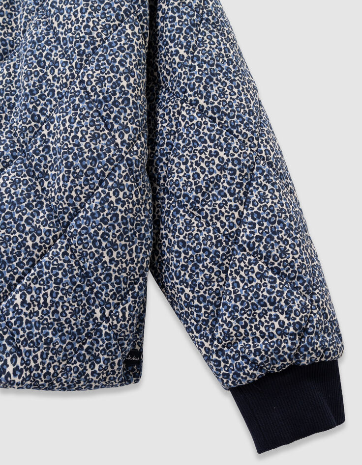 Cárdigan azul marino acolchado leopardo-lazo niña-4