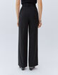 Women’s black high-waist wide-leg pinstripe trousers-3