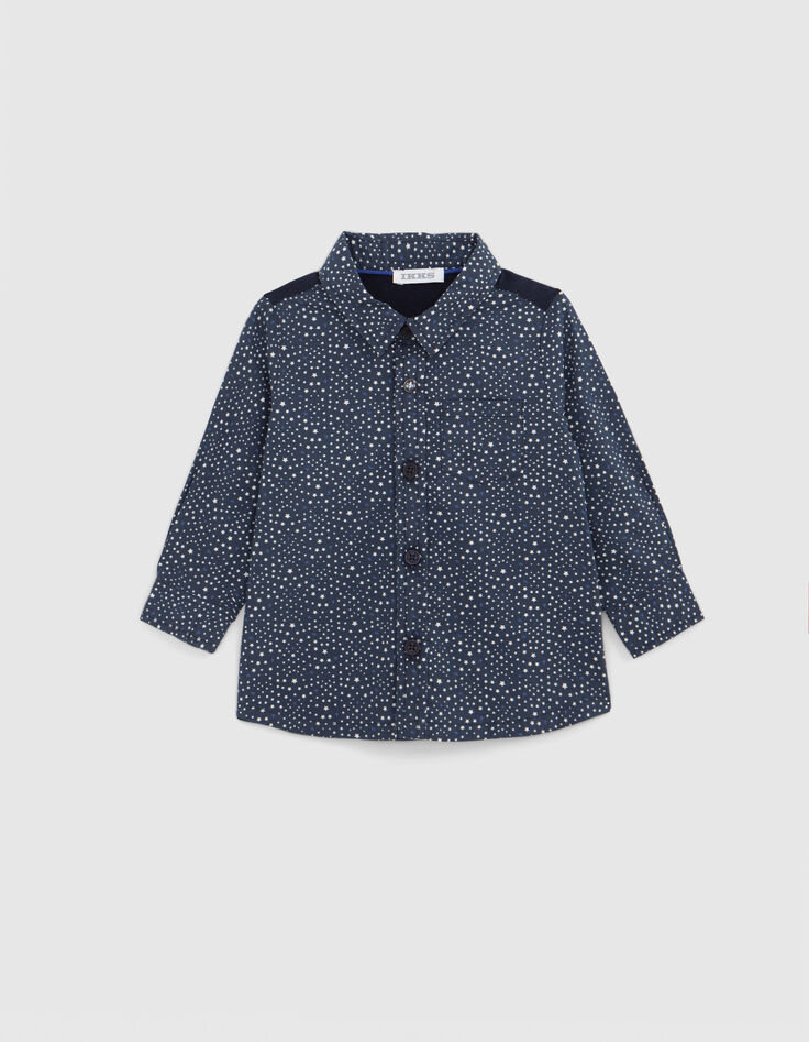 Camisa beb&eacute; ni&ntilde;o estampado estrellas azul marino-1