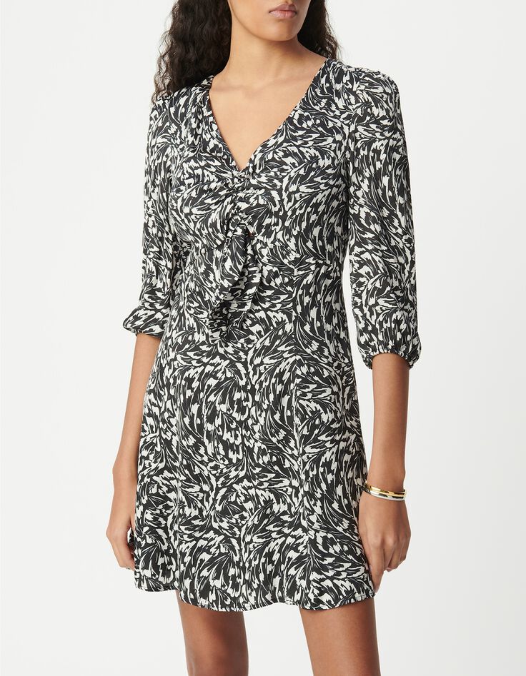 Black LENZING&trade; ECOVERO&trade; minimal flower bow dress Women-2