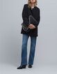 Women's black pea jacket with closed tailoring collar-8