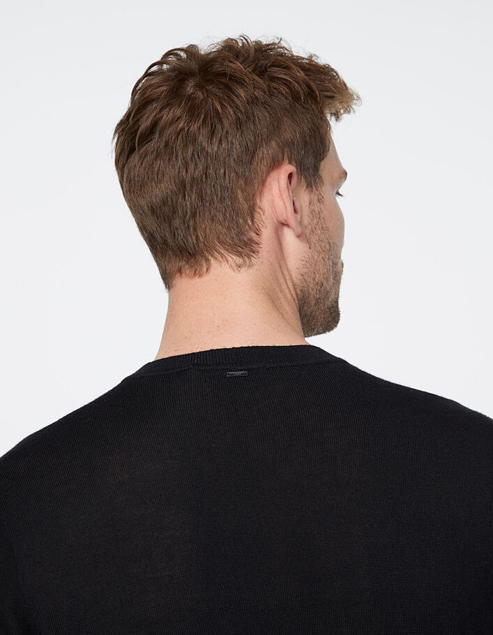 Zwarte gebreide trui met diagonale lijnen Heren - IKKS