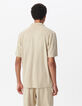 Beige REGULAR overhemd badstof korte mouw Heren-3