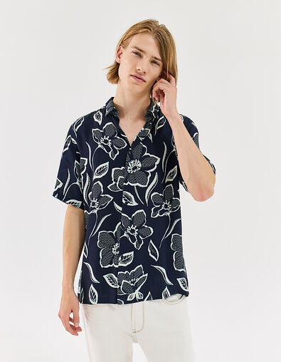 Camisa REGULAR azul marino Ecovero® maxi flores Hombre - IKKS