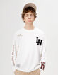 Boys’ white waffle long-sleeved T-shirt-1