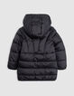 Chaqueta larga de sherpa reversible negra y rosa para niña-4