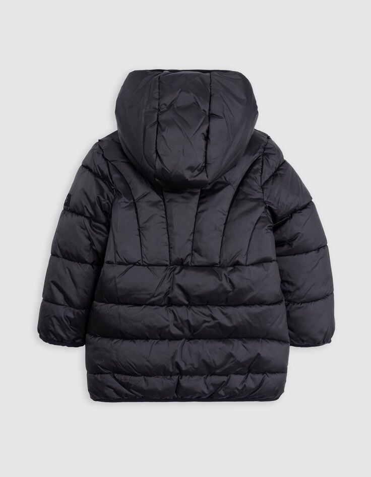 Chaqueta larga de sherpa reversible negra y rosa para niña-4