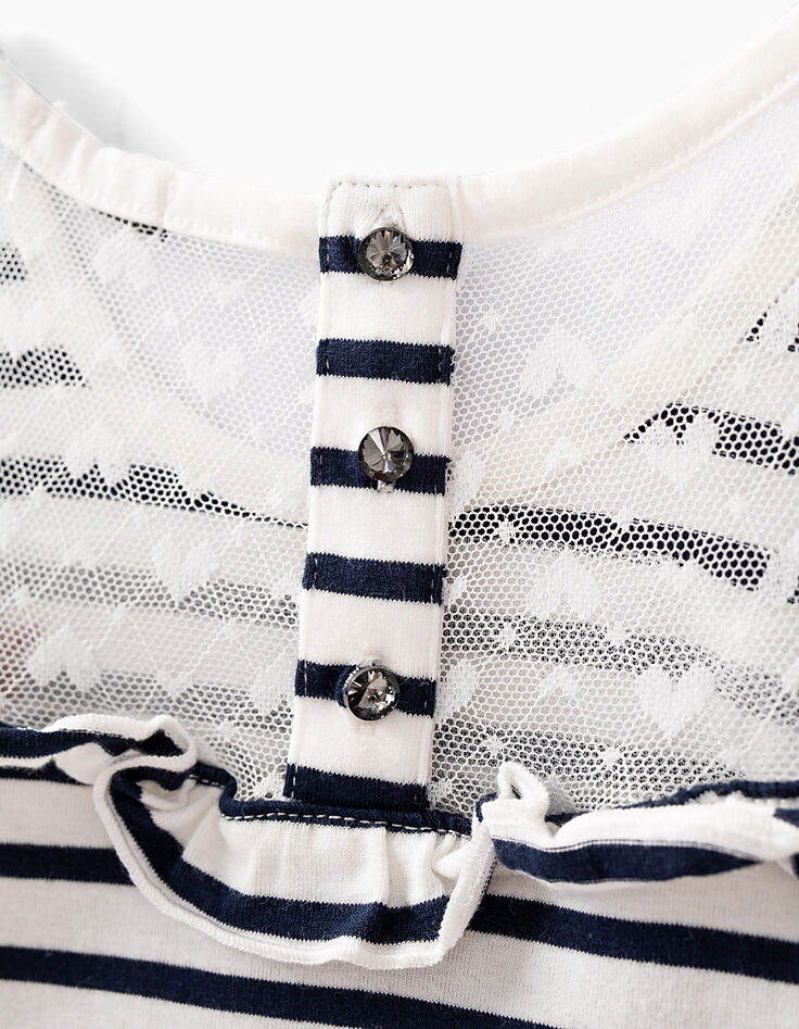 Camiseta blanco roto rayas navy IKKS PARIS niña-6