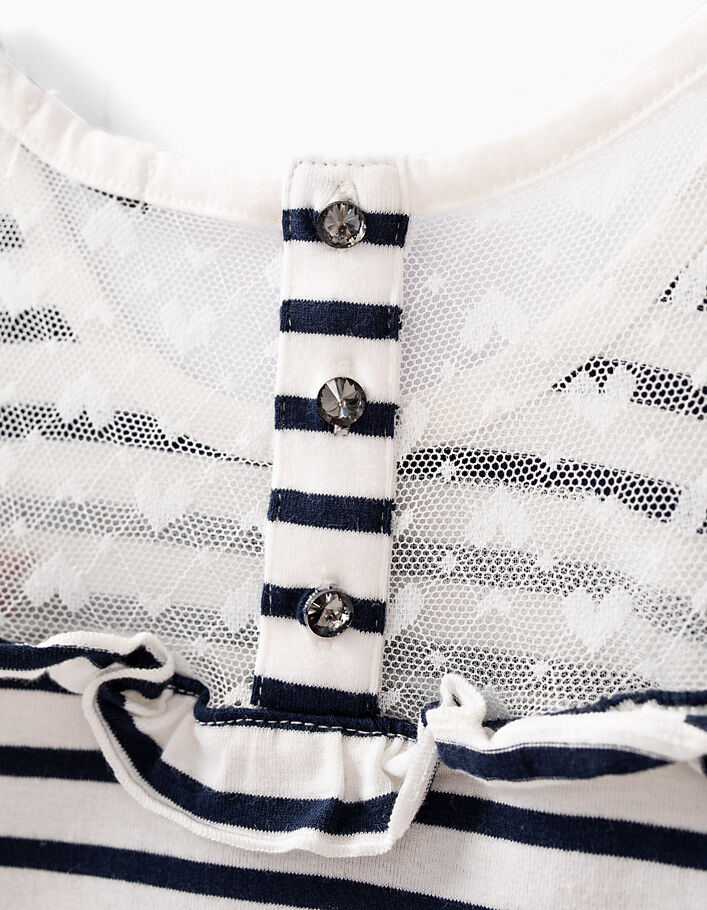 Weißes Mädchenshirt mit marineblauen Streifen IKKS PARIS - IKKS