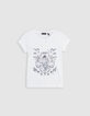 Camiseta blanca algodón diseño acuático purpurina niña-1