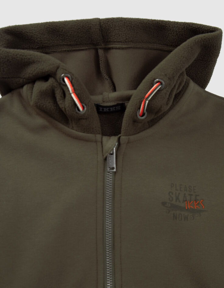 Boys&rsquo; khaki fleece-backed cardigan-2