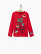 Tee-shirt rouge tigre et stickers amovibles garçon-3