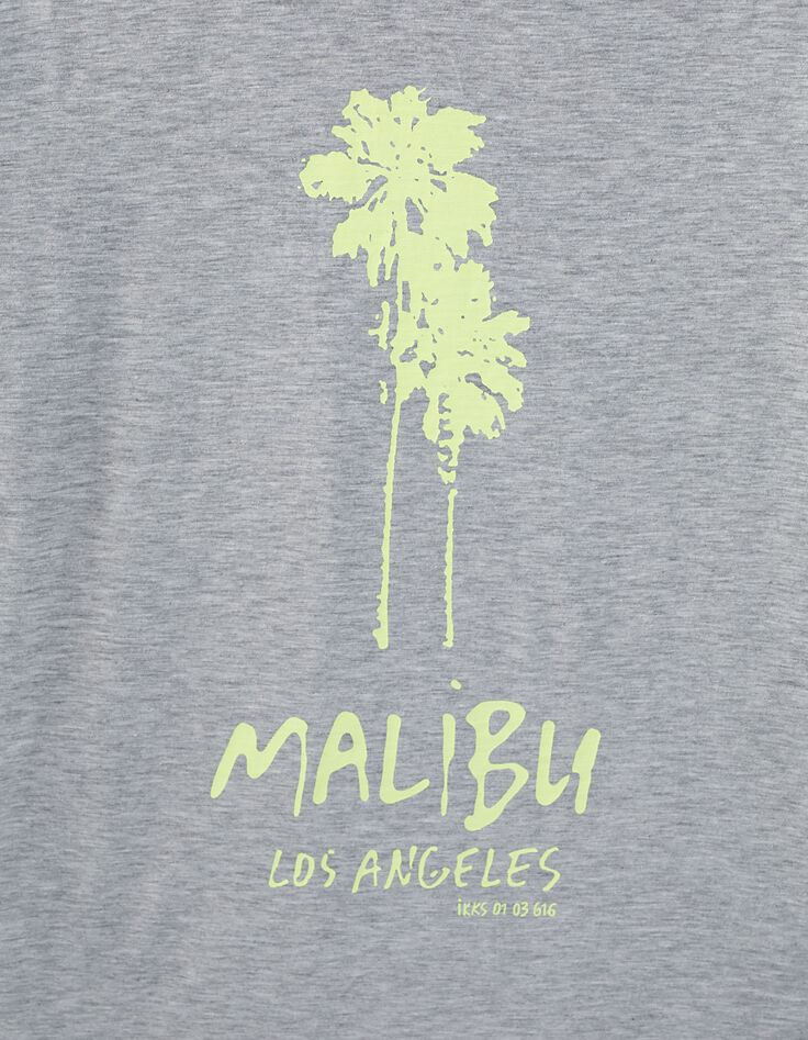 Men’s light grey marl with neon yellow palm tree T-shirt-2