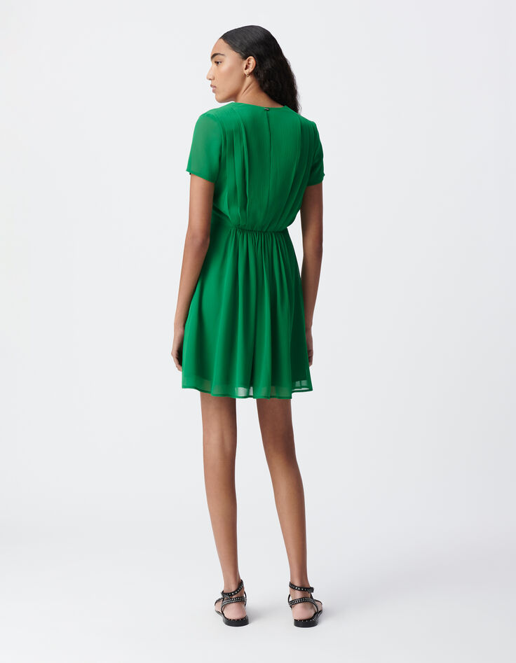 Vestido verde plisado cintura-2