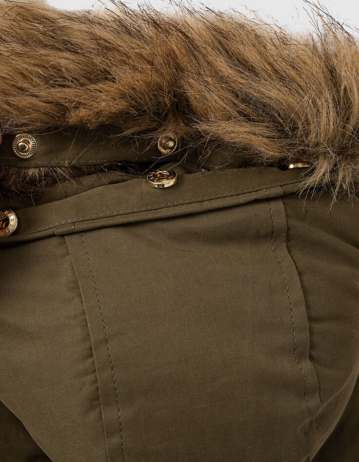 Parka kaki fourrée à capuche bébé fille-7 Parka kaki fourrée à capuche bébé fille-7