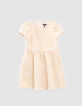 Beige jurk jacquard meisjes-1