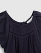 Robe marine brodée avec bloomer bébé fille-4