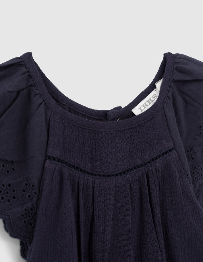 Baby girls’ navy embroidered dress with bloomers - IKKS