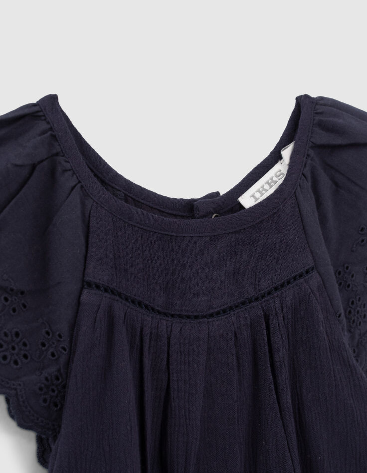 Robe marine brodée avec bloomer bébé fille-4