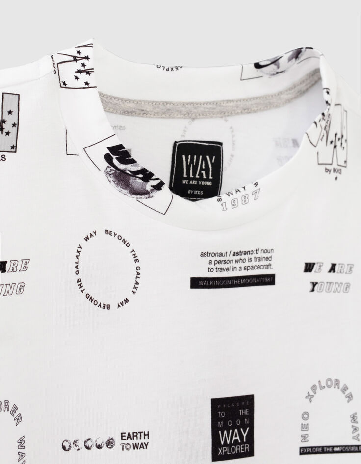 Wit loose T-shirt biokatoen met logo’s jongens-2