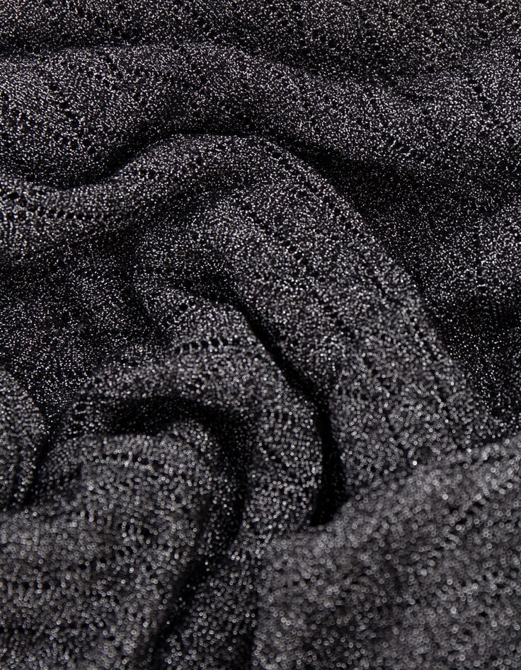 Pull gris maille fine graphique ajourée Femme-8 Pull gris maille fine graphique ajourée Femme-8