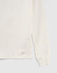 Camiseta cuello alto manga larga color crudo mujer-5