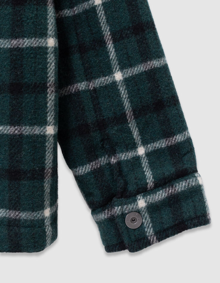 Blouson surchemise à carreaux vert fourré garçon-4 Blouson surchemise à carreaux vert fourré garçon-4