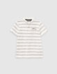 Cremeweißes, grau gestreiftes Jungen-Poloshirt-1