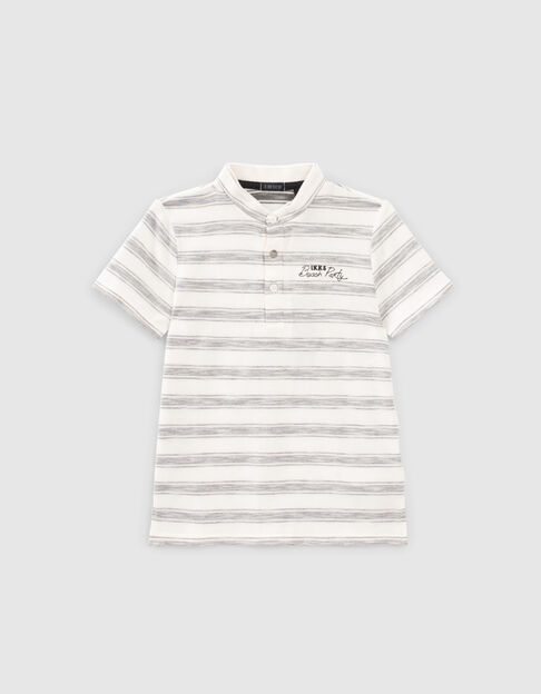 Polo crudo rayas grises niño