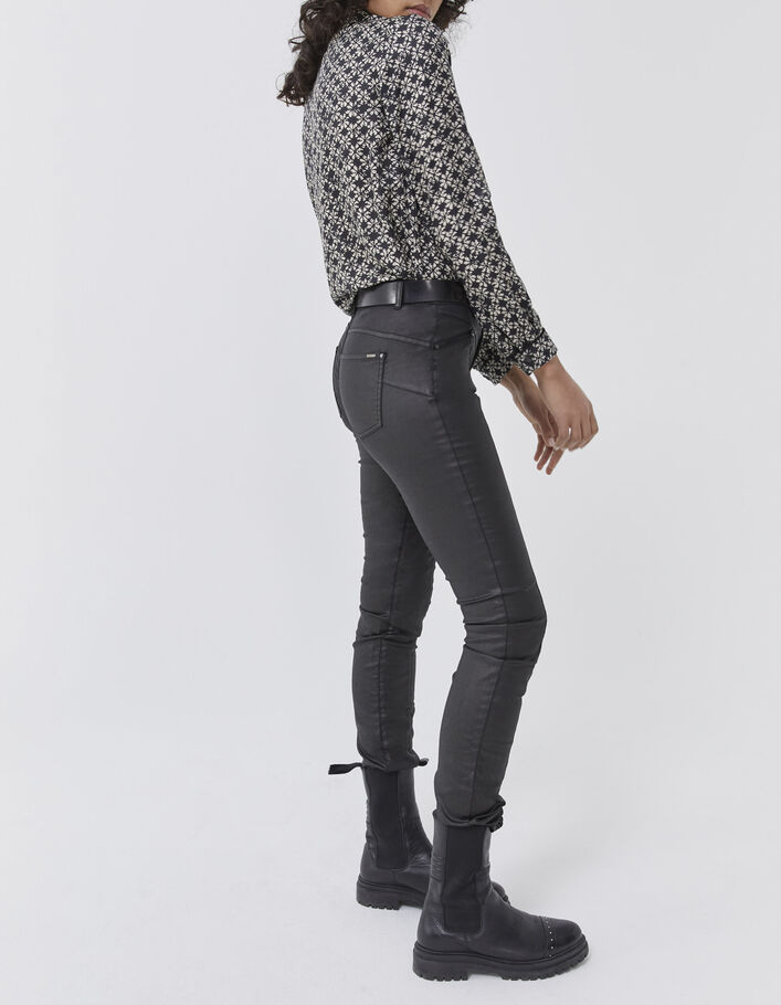 Jean slim negro encerado sculpt up mid waist mujer-6