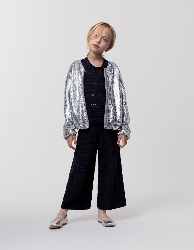 Bomber silver sequins brodés fille-3