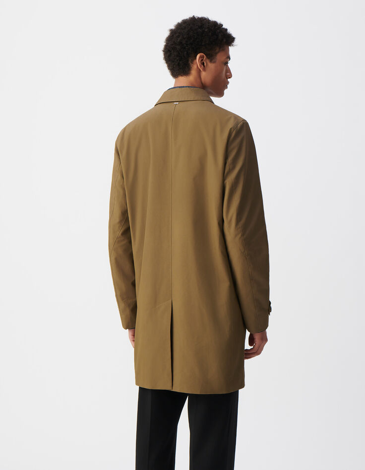 Herren-Trenchcoat, bronze, Materialmix, Kragenband-4