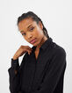 I.Code black embroidered star and pleated back shirt-4