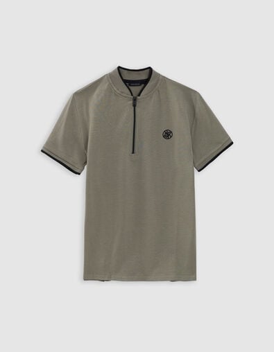 Khaki Jungen-Poloshirt, Bio-Baumwolle, Rei&szlig;verschluss - IKKS