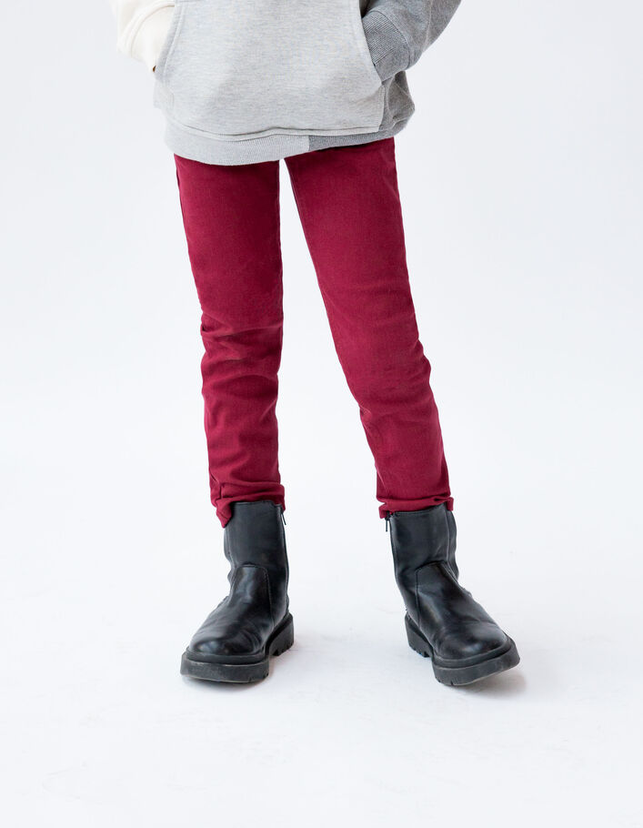 Dunkelrote, upgecycelte SLIM-Fit-Jeans für Jungs-7